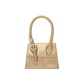 Jacquemus Calfskin One Shoulder Handbags Medium Size Women's Gold