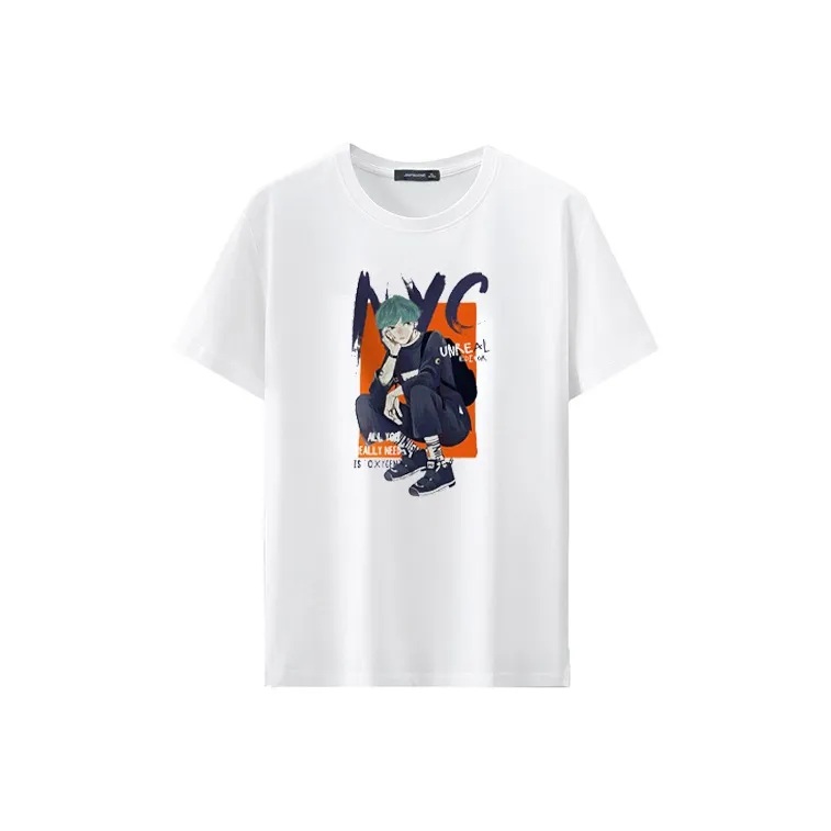 Jean West T Shirt Drop Shoulder Sleeve Summer Men's White-0