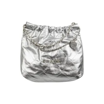 CHANEL 22Bag Cow Leather And Silver Metal Handbag Women's Silver