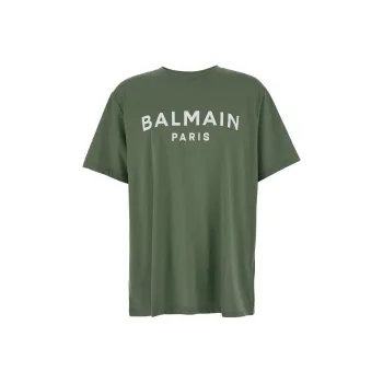 BALMAIN Logo Printed Crewneck T Shirt