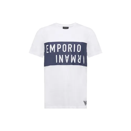 EMPORIO ARMANI SS24 T Shirt Men's White Blue
