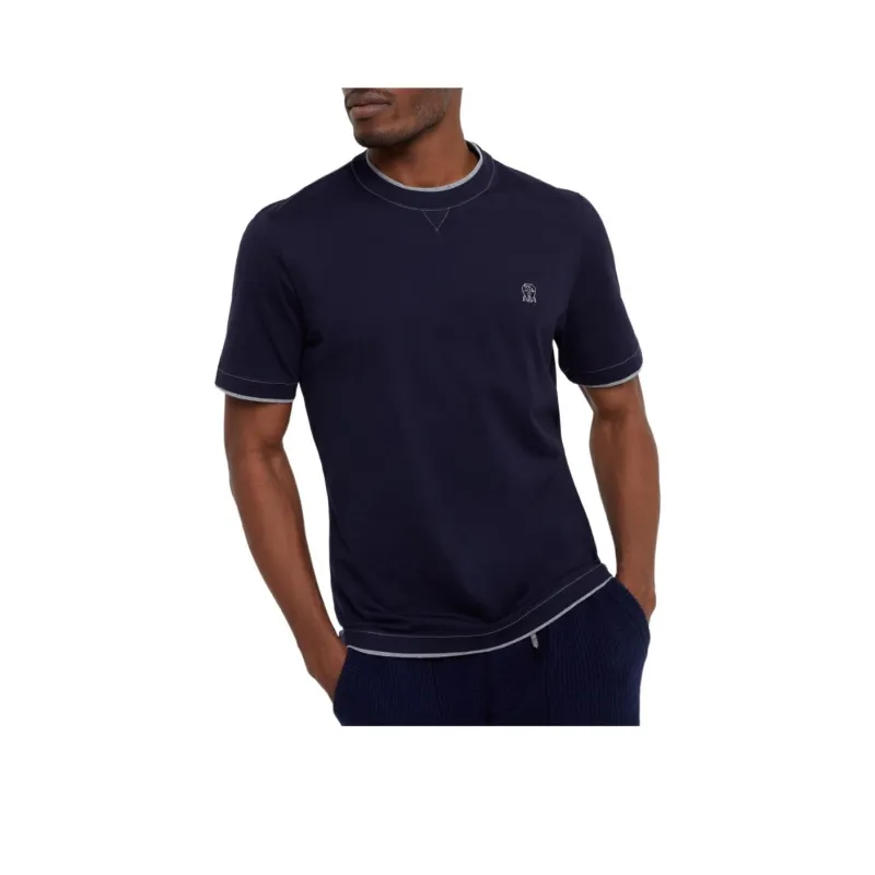 Brunello Cucinelli Logo Embroidered Layered T-Shirt-0