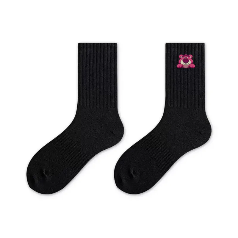 Disney Strawberry Bear Series Mid Calf Socks Unisex Shopping Bag 4 Pack-1