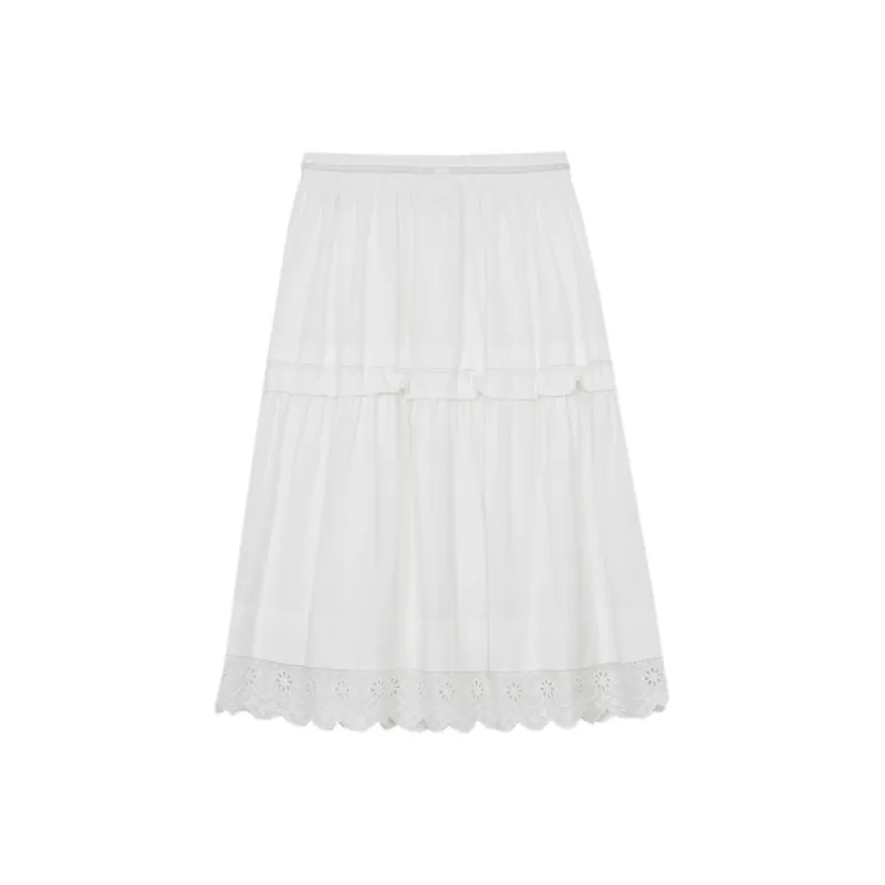 ELF SACK Casual Long Skirt Women's Lively White-1