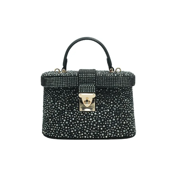 URANOLITH Top Grain Cow Leather Box Bag One Shoulder Handbag Women's Galaxy Gray/Obsidian Black-6