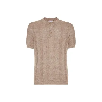 Brunello Cucinelli Henley Collared Knit Polo Shirt
