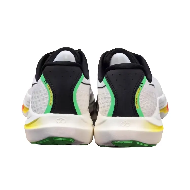 Erke Cushioned Slip Resistant Abrasion Resistant Low Top Long Distance Running Shoes Men's White Black-3