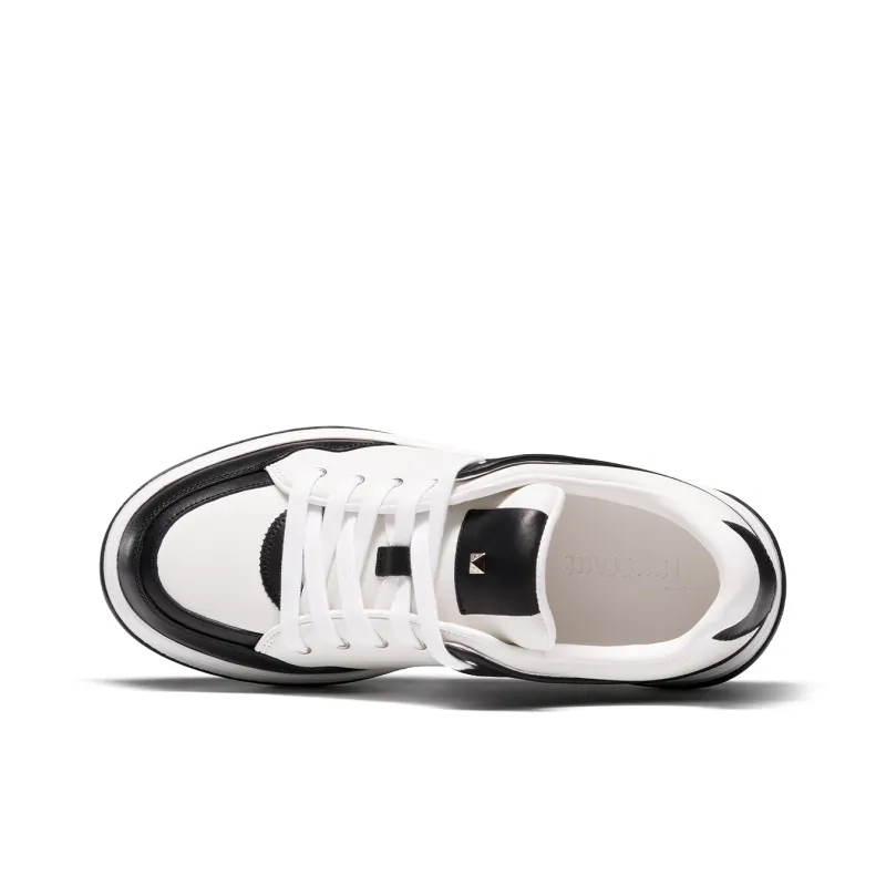 TRUFFAUT Versatile Fashion White Sneakers Abrasion Resistant Low Top Skateboard Shoes Men's Black White-3