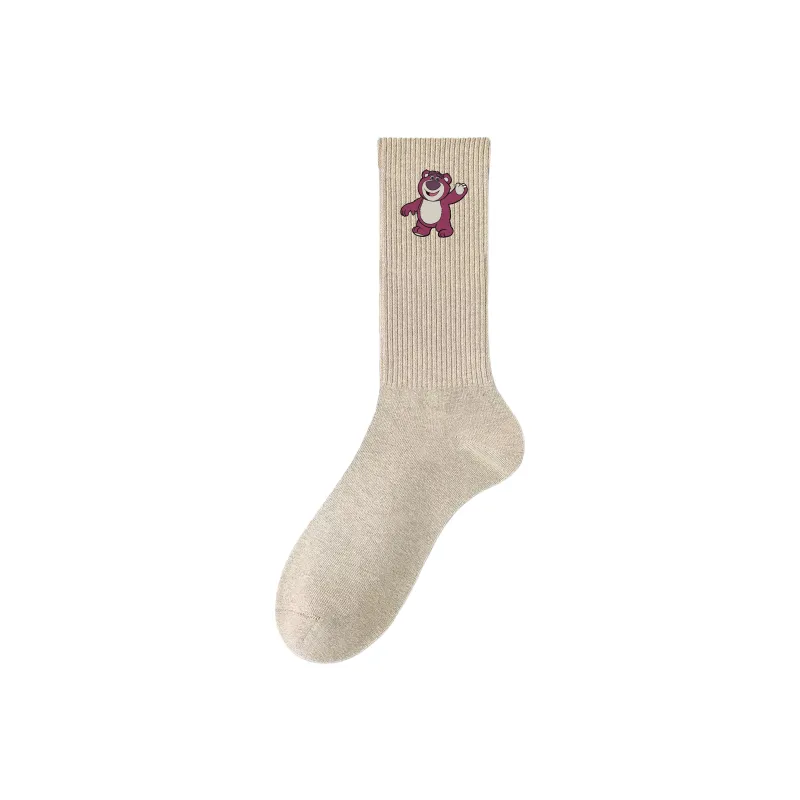 Disney Strawberry Bear Series Mid Calf Socks Unisex Shopping Bag 4 Pack-1