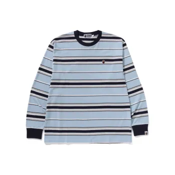 A BATHING APE Head One Point Stripe Relaxed Fit Long Sleeve Tee