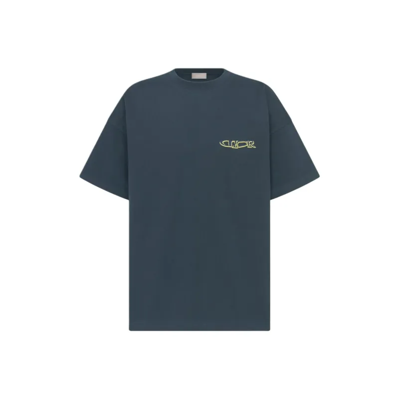 DIOR Lewis Hamilton Collaboration Series T Shirts Men Marine Blue-0