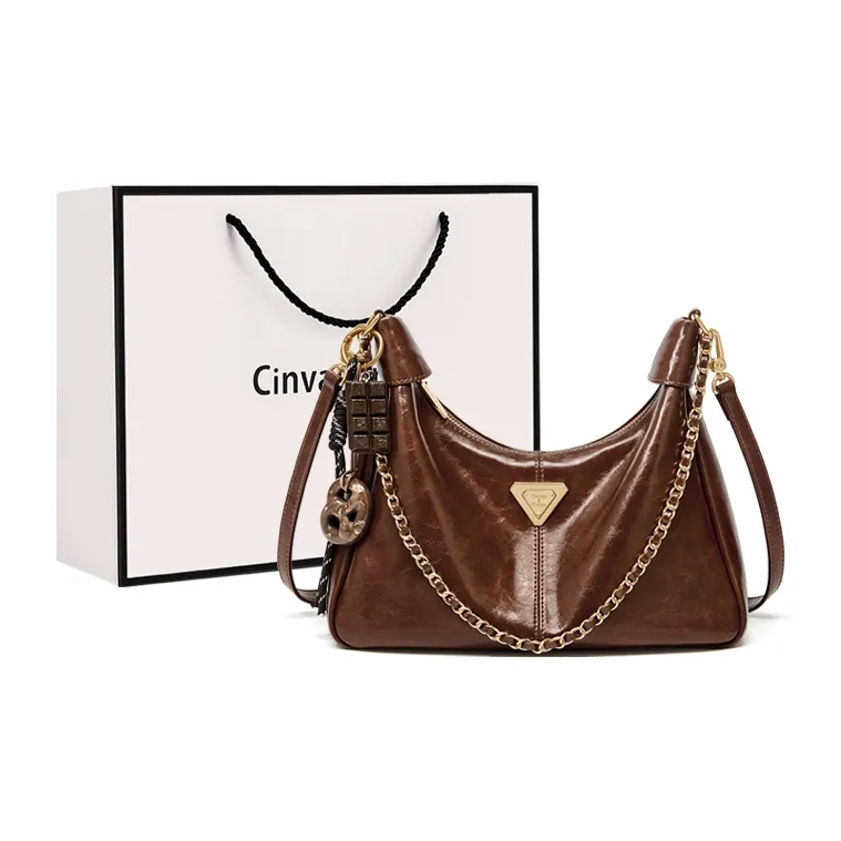 CinvaiKrose Synthetic Leather Shoulder Bag, Crossbody Bag Crescent Bag Small Size Women's Brown-0