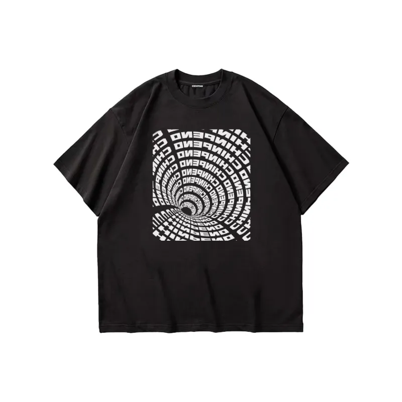 Chinpeno American Letter Print Crew Neck Pullover Breathable Drop Shoulder Short Sleeved T Shirt Unisex-4