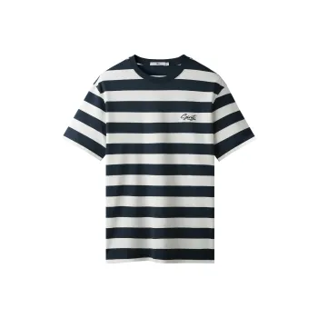 HLA T Shirts Men Navy Blue Stripes F2