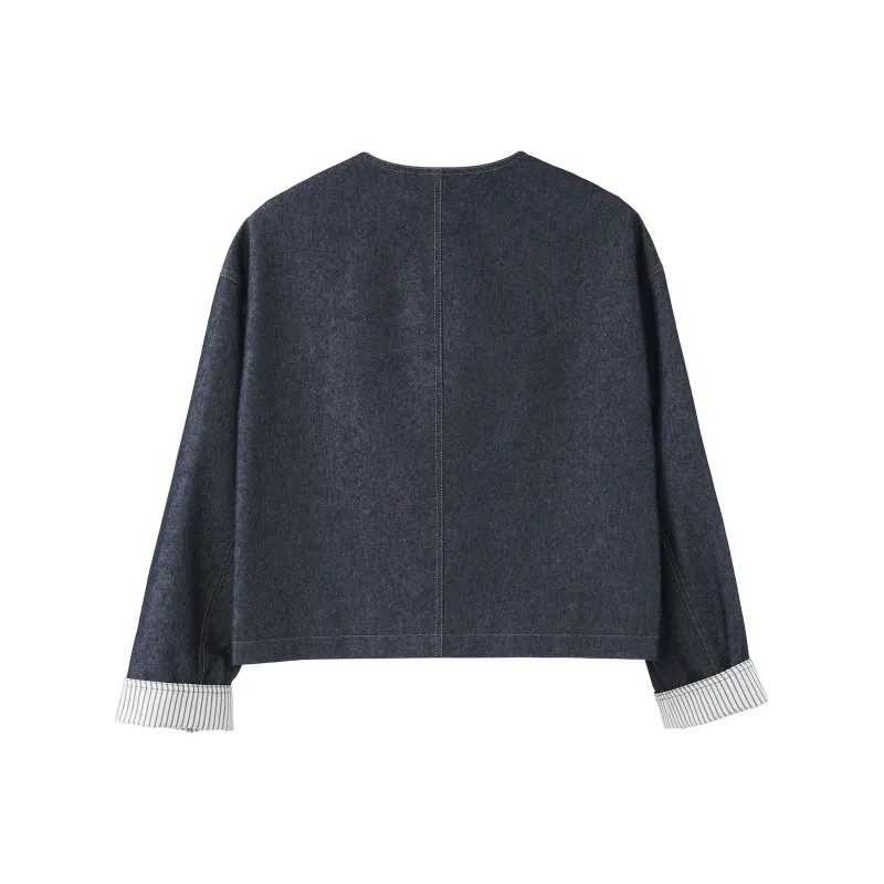 Fstudio Denim Jacket Women's Navy Blue-1