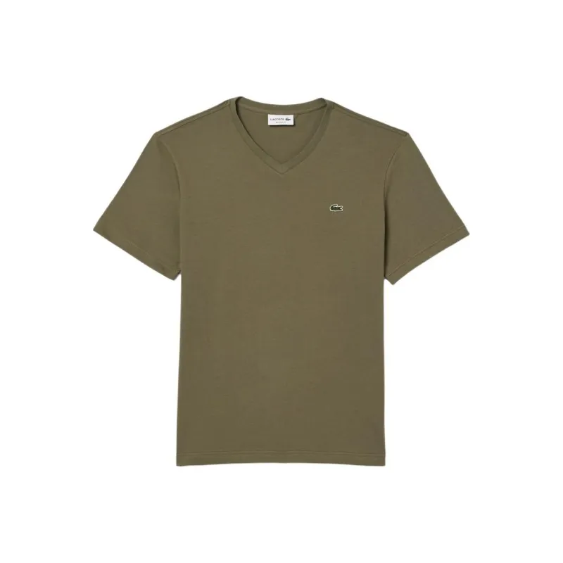 LACOSTE Logo patch V neck T shirt-0