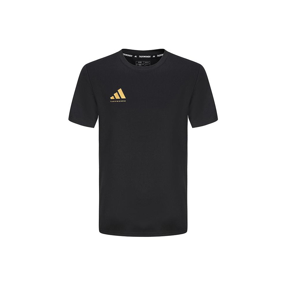 Adidas T-Shirts Unisex Black Gold - POIZON