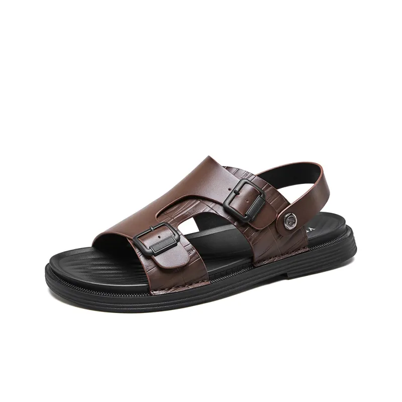 YEARCON Beach Sandals Men Brown-5
