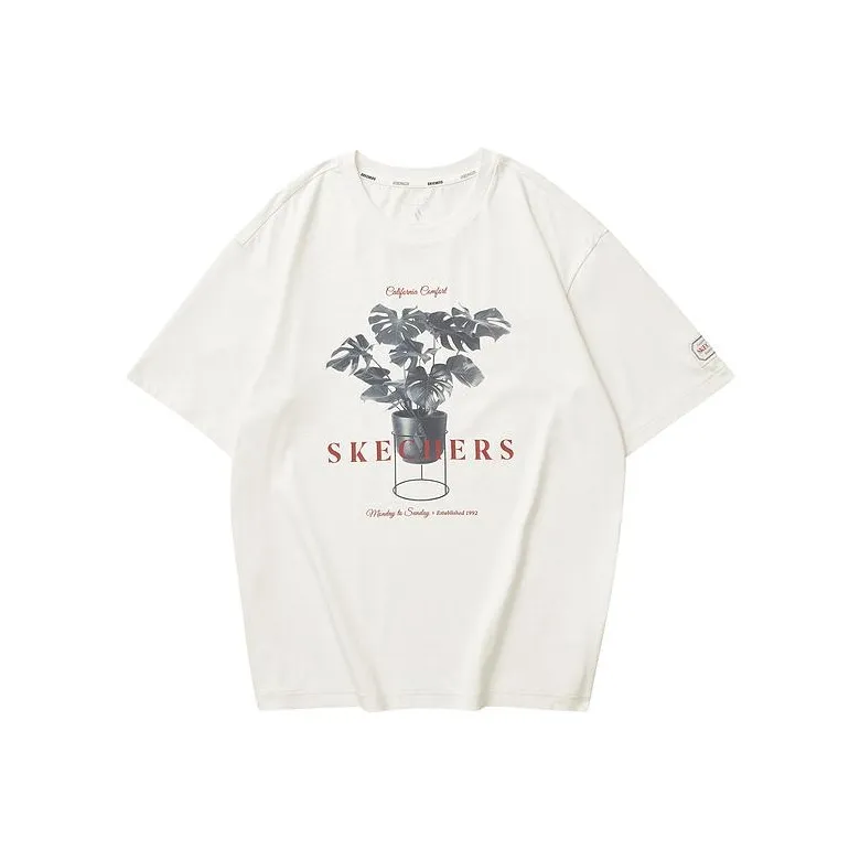 Skechers T-Shirt Unisex Cream Beige White-0