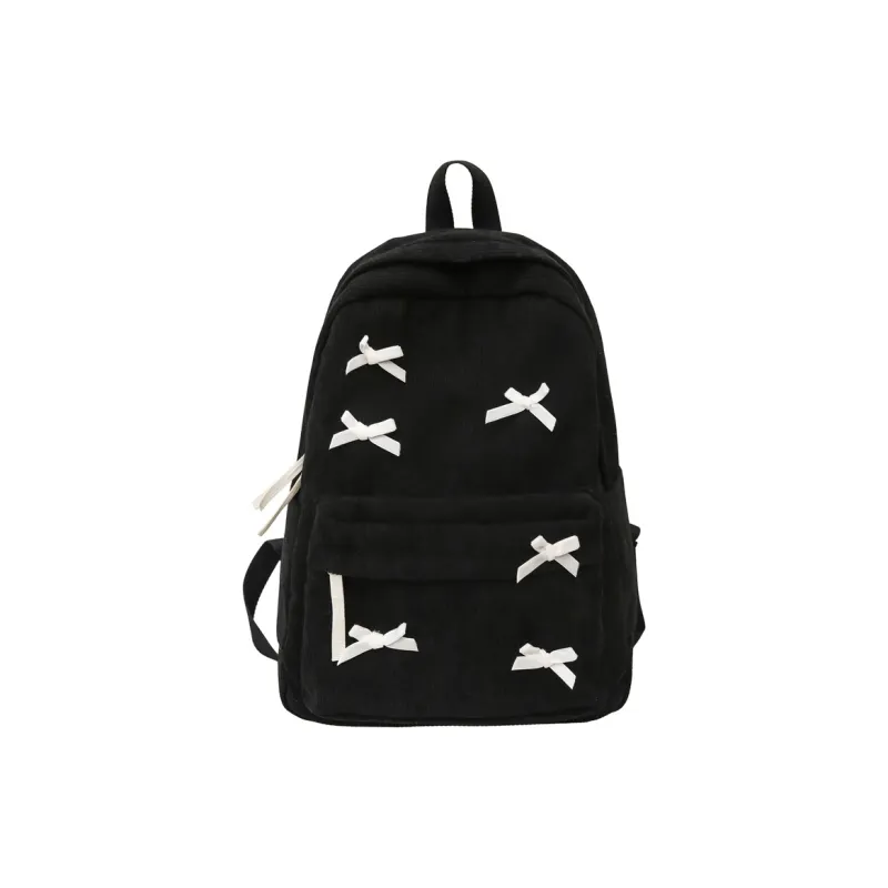 BUBM Corduroy Backpack Regular Unisex Black/White-9