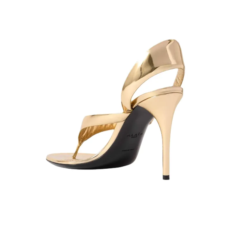Alaia Strap Sandals 9cm Women's Gold-1