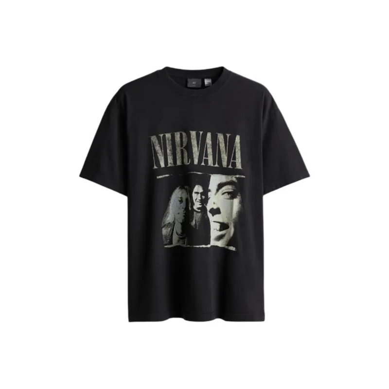 H&M T Shirt Men's Black/Nirvana-0