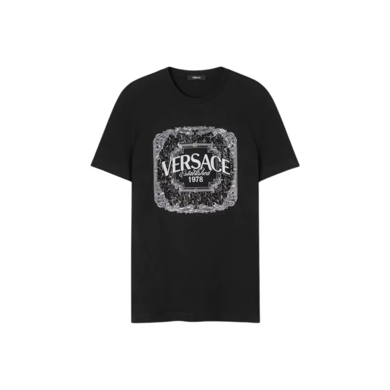 VERSACE Logo embroidered T shirt-0