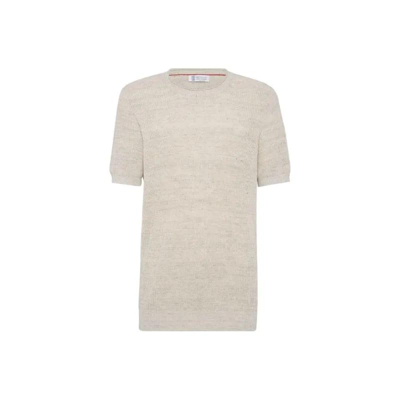 Brunello Cucinelli Half English Rib Knitted T Shirt-0