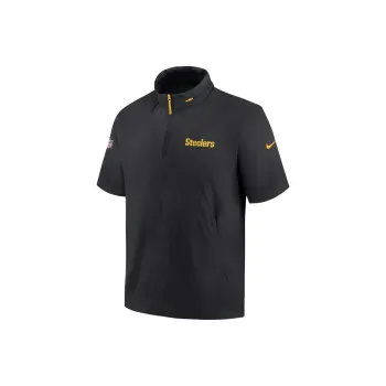 Nike Pittsburgh Steelers Sideline Coach Men's Nike Nfl 1/2 Zip Short Sleeve Hooded Jacket