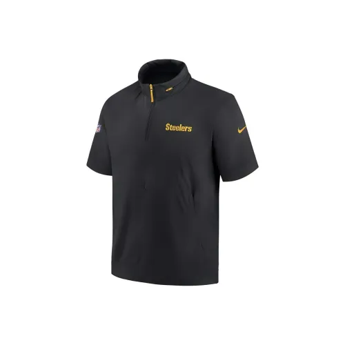 Nike Pittsburgh Steelers Sideline Coach Men's Nike Nfl 1/2 Zip Short Sleeve Hooded Jacket