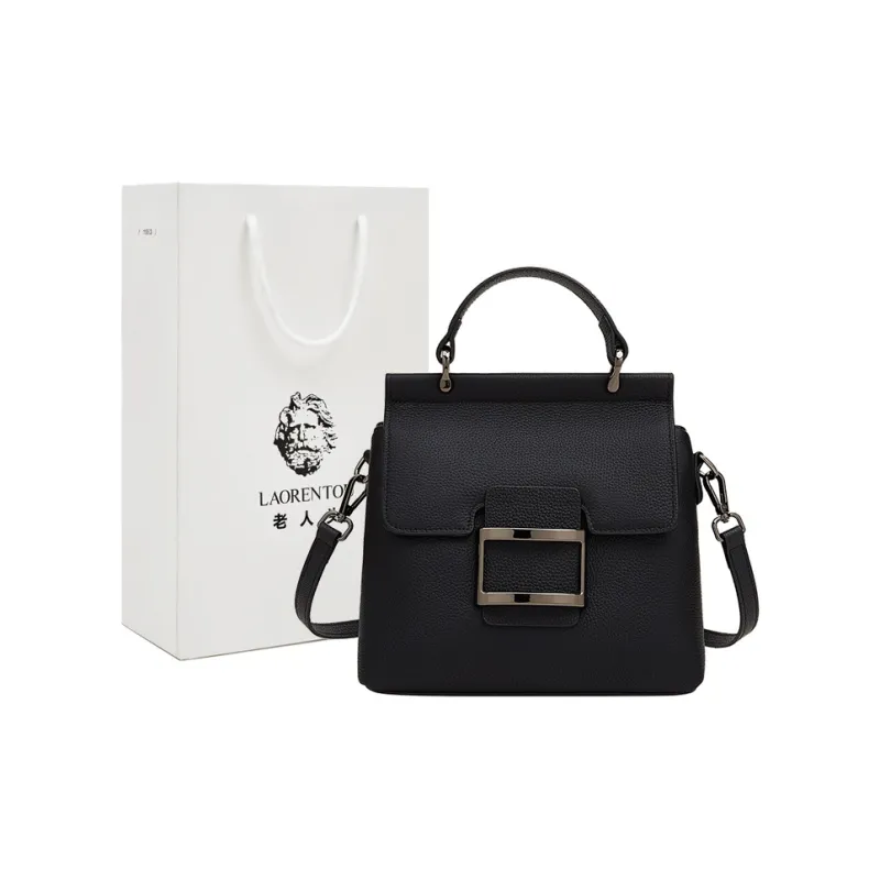 Old Man's Head Synthetic Leather Shoulder Bag Crossbody Bag Handbag Women's Black/Gray-6