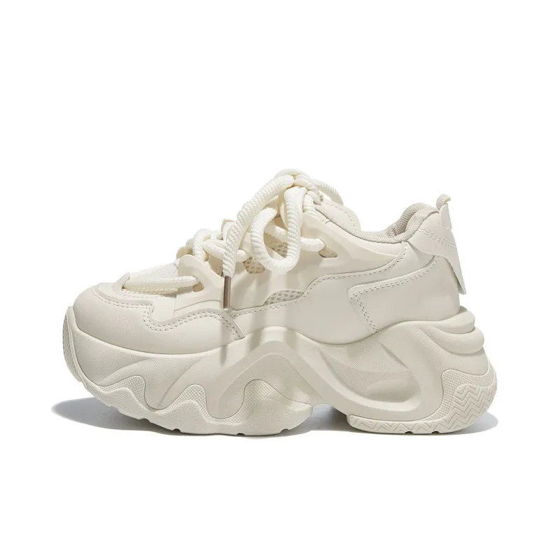 Komanic Height Increasing Abrasion Resistant Lightweight Breathable Slip Resistant Low Top Chunky Sneakers Women's-6