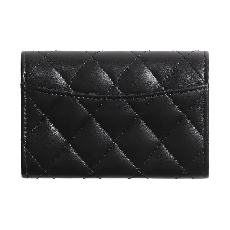 CHANEL Classic Flap CF Lambskin Coin Purse, Card Holder Unisex Black-1
