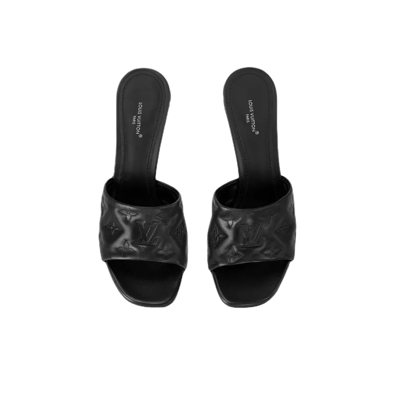 LOUIS VUITTON Revival Abrasion Resistant Slide Slippers Women's Black-4