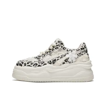HR Low Top Skateboard Shoes Women's White Leopard Print