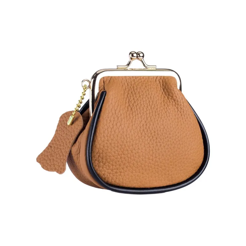 Tong Tong Rabbit Top Grain Cow Leather Coin Purse Women's Black/Burgundy/Elephant Gray/Denim Blue/Orange/Earth Yellow-5