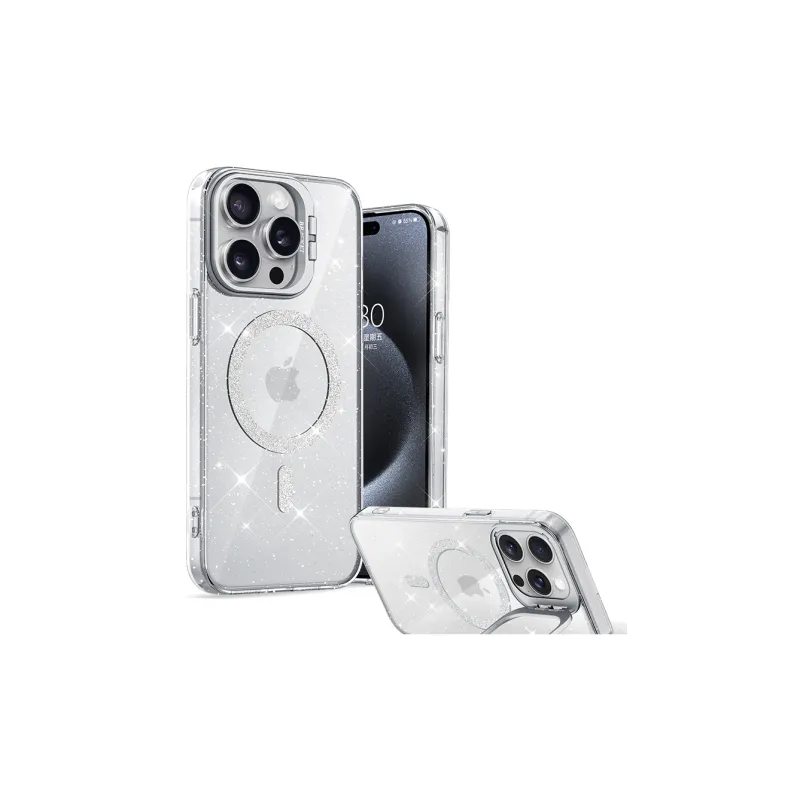 Koman PC Material Luxury Flash Shield Stand Magnetic Phone Cases Compatible With Apple IPhone 12/13/14/15/16/Pro/Mac-1