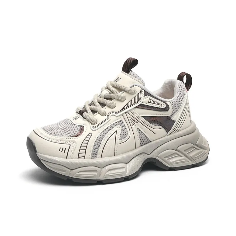O.L Anti Slip Wear Resistant Breathable Height Increasing Low Top Chunky Sneakers Women's-3