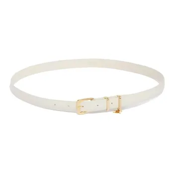 CELINE Snake Leather Belts Women's White 1.8CM