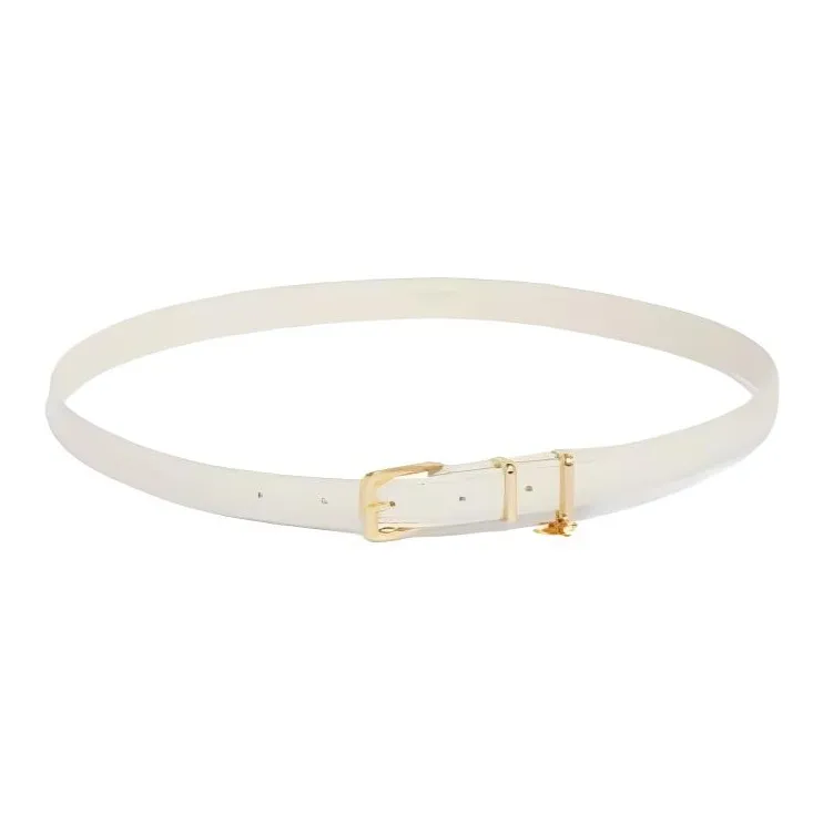 CELINE Snake Leather Belts Women's White 1.8CM-0