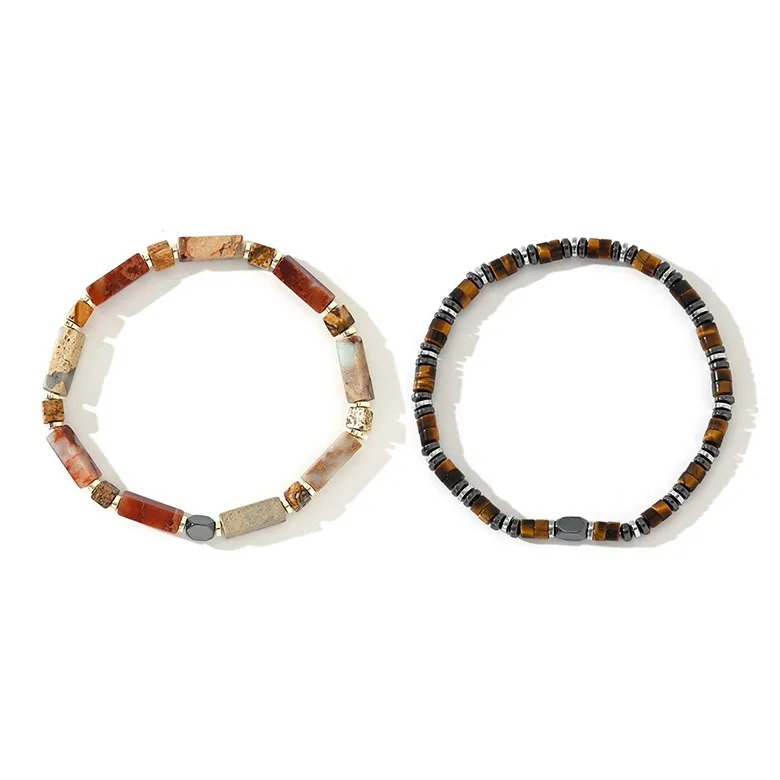BYG Stainless Steel Hematite Artificial Tiger's Eye Stone Bracelets Men's-5