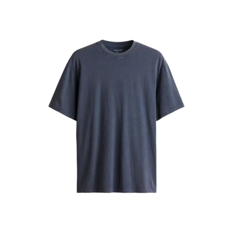 H&M T Shirts Men Dark Blue-0