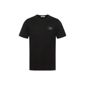 FERRE Solid Color Fabric Label Embroidery Decoration Crew Neck Short-Sleeved T-Shirt Men's