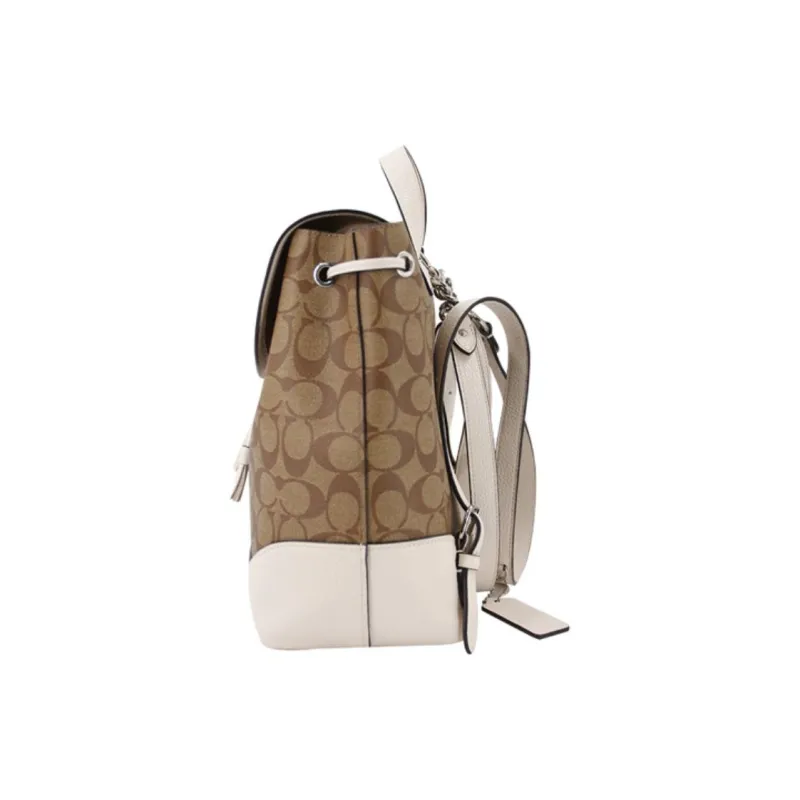 COACH Disney Collaboration Elle Canvas With Leather Kids' Backpack Medium Size Women's White Multicolor Monogram-2