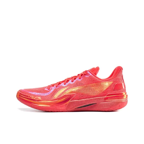 LiNing Gamma Cushioning Anti Slip And Wear Resistant Support Lightweight Rebound Low Top Basketball Shoes Men
s Red