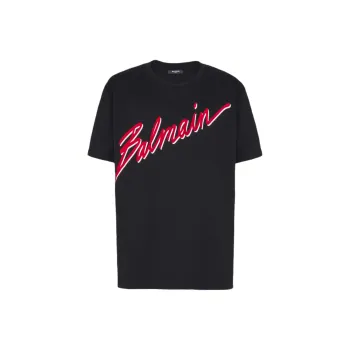 BALMAIN Flocked logo T shirt