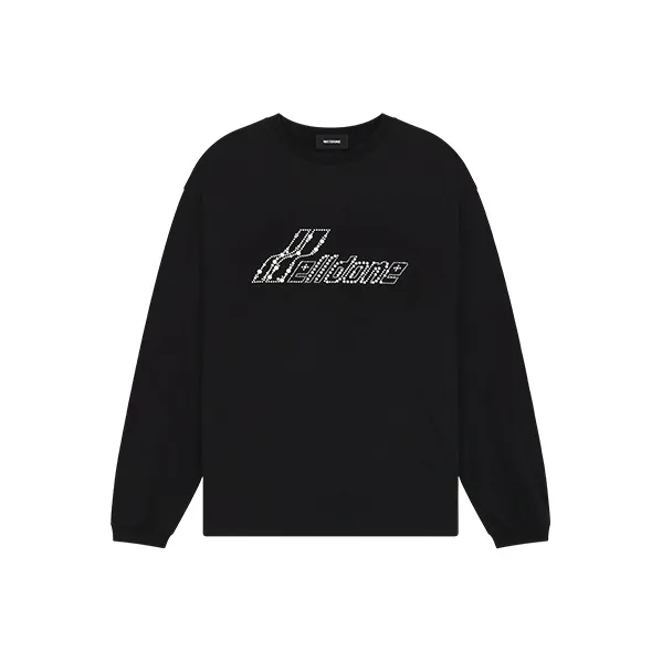 WE11DONE Rhinestone Logo Long Sleeved T shirt-0
