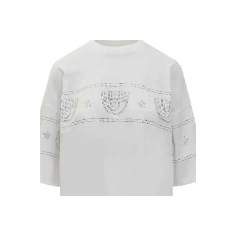 CHIARA FERRAGNI Logo Studded Crewneck T Shirt-4