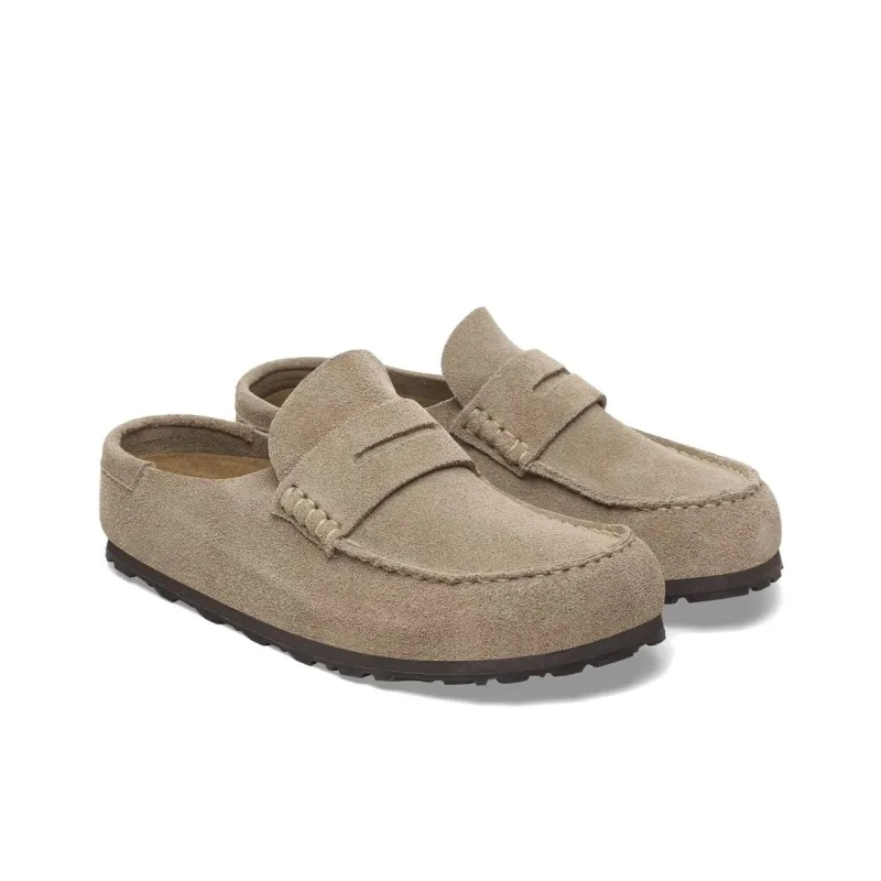 Birkenstock Naples Abrasion Resistant Closed Toe Slippers Men's Taupe Regular Loose Fit-2