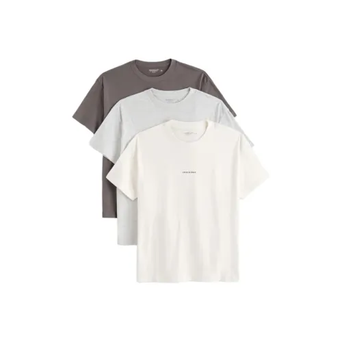 Abercrombie＆Fitch T Shirt Men's 3 Pack 3 Pack White+Gray+Brown